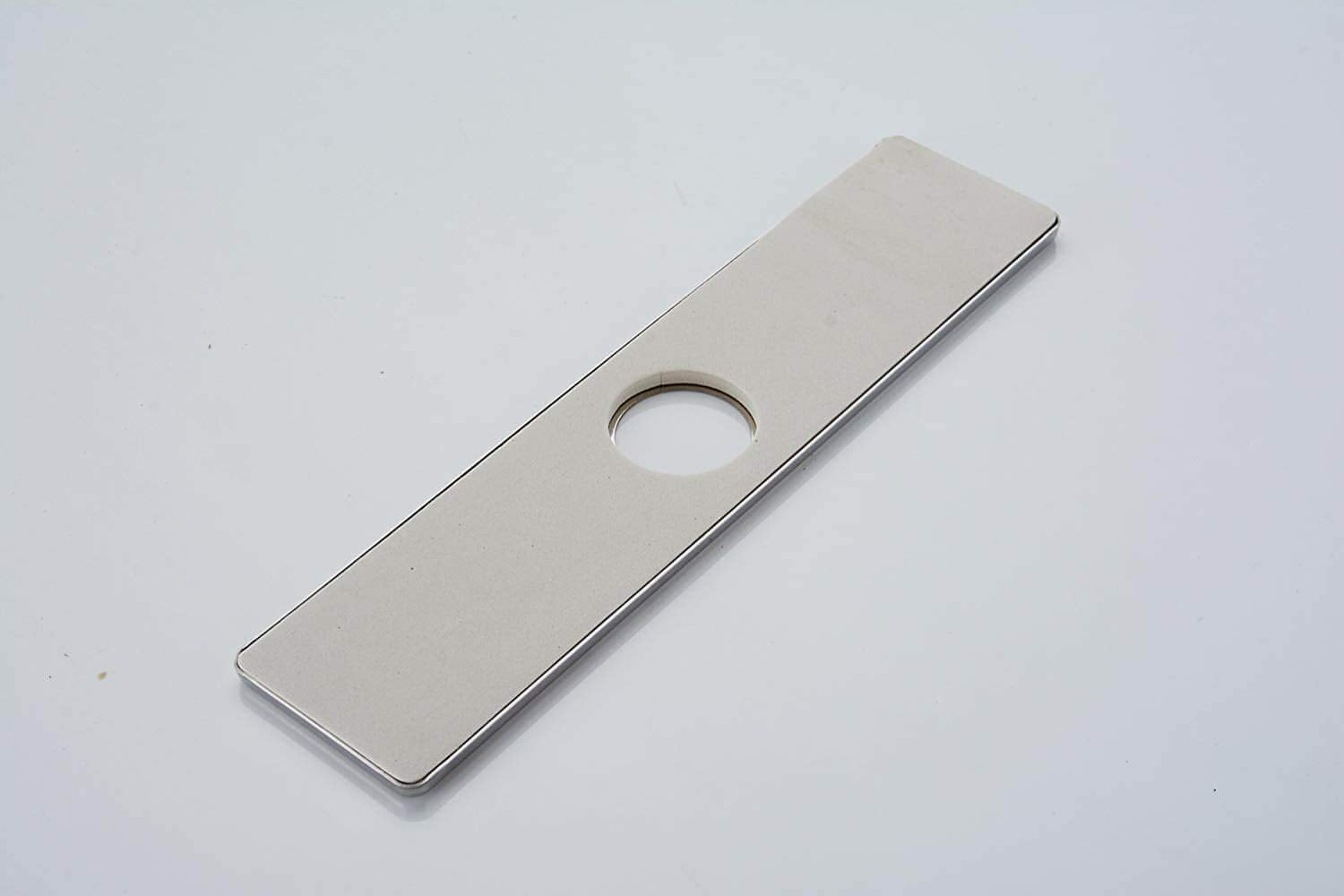 BWE Stainless Steel Plate Faucet Cover Deck Plate 10 Inch for 1 or 3 Hole Bathroom or Kitchen Sink Faucet Chrome Sink Hole Oversized Escutcheon Plate Rectangular Vanity Basin Sink Cover Cap Modern