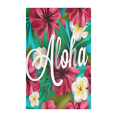 Slhkpns Aloha Flower Kitchen Dish Towels Set Of 4,Palm Leaves Tropical 18X28In Absorbent Dishcloth Reusable Cleaning Cloths For