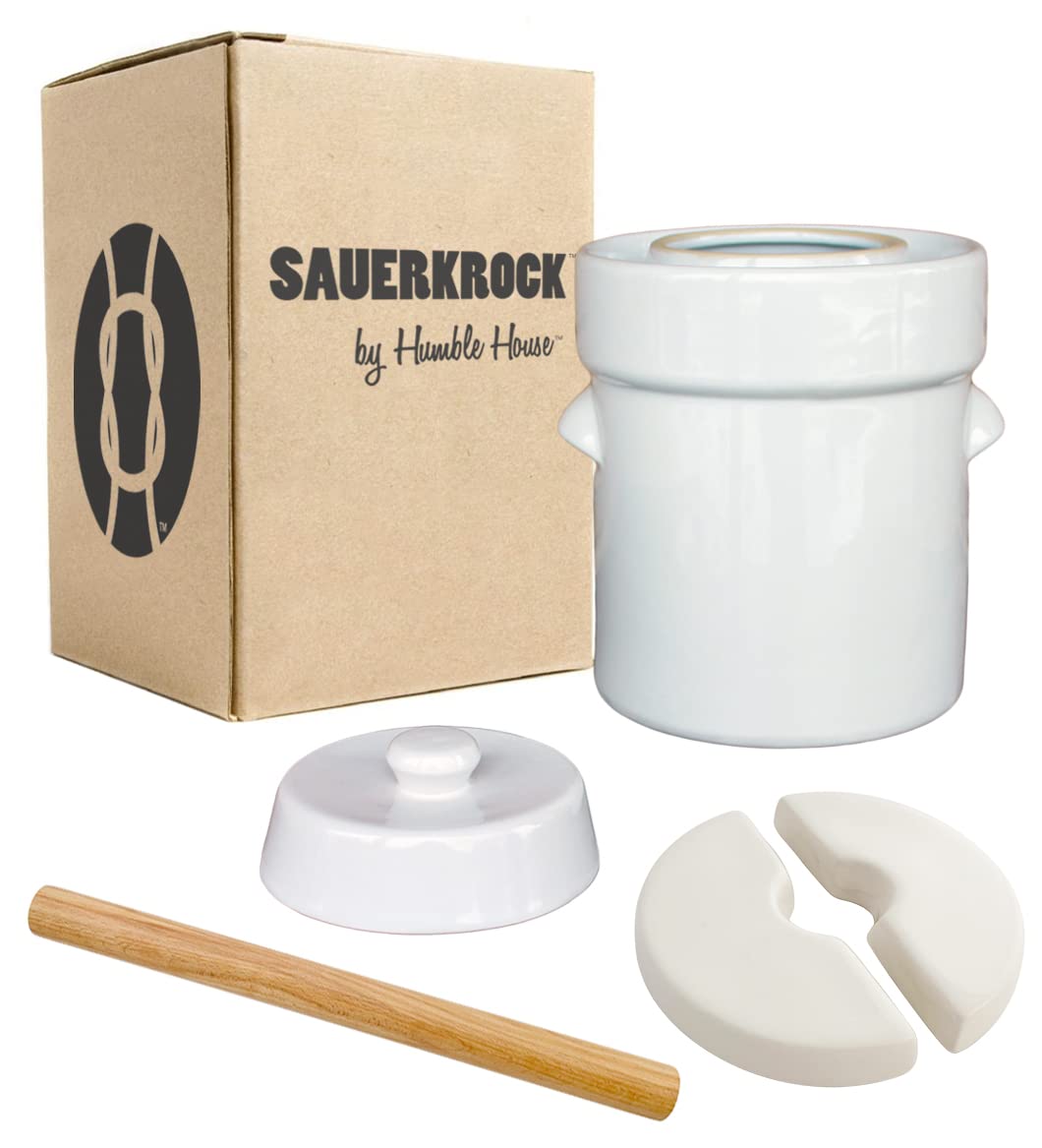 Humble House Sauerkrock Fermentation Crock Jar 10 Liter In Natural White - Stoneware Pot For Fermenting Or Pickling Kimchi, Saue