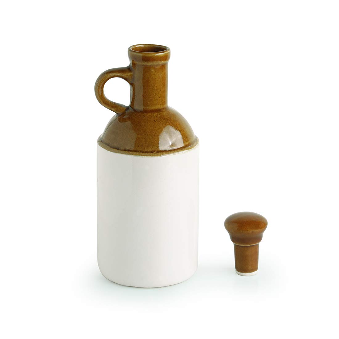 Exclusivelane Old Fashioned Hand Glazed Studio Pottery Ceramic Oil Bottle (1000 Ml) - Cooking Oil Dispenser Containers Vinegar