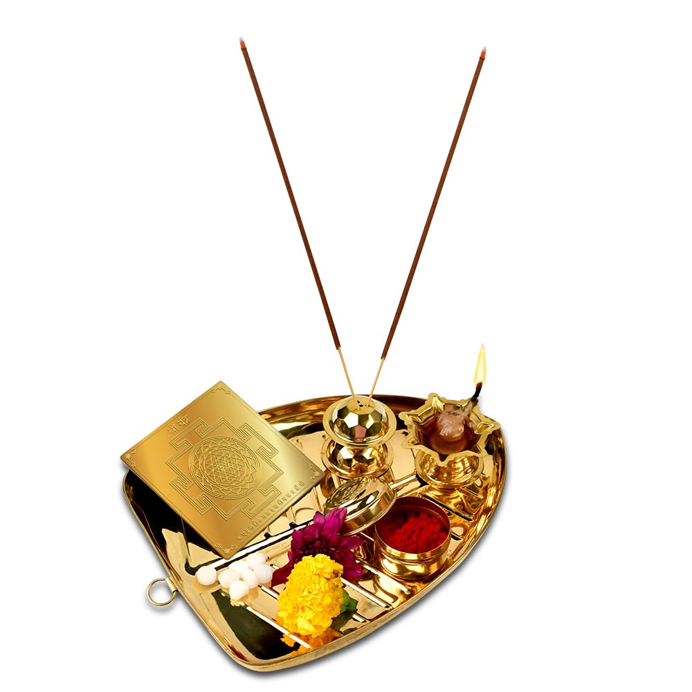 Shree Yantra (Brass Gold Finish, 3X3 Inches)