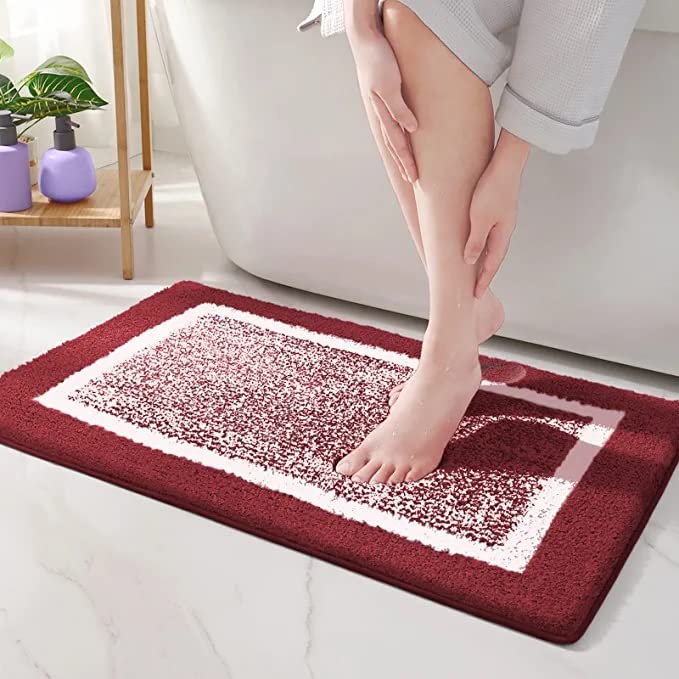 MAA HOME CONCEPT Microfiber Bath Mat  Absorbent/AntiSkid for Bathroom/Door/Kitchen/Floor  NonSlip Carpet (Red, 40 X 60)