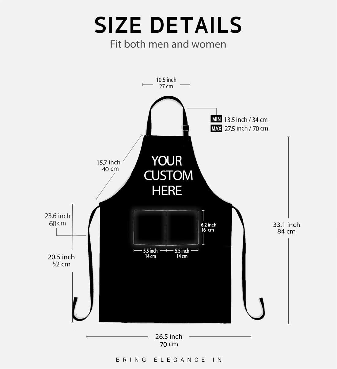 Sscsts Hello Gorgeous Unicorn Eyelash Apron With 2 Pockets, 26.5X33.1In, Adjustable Size Bib Rose Gold Aprons For Men Women Kitc