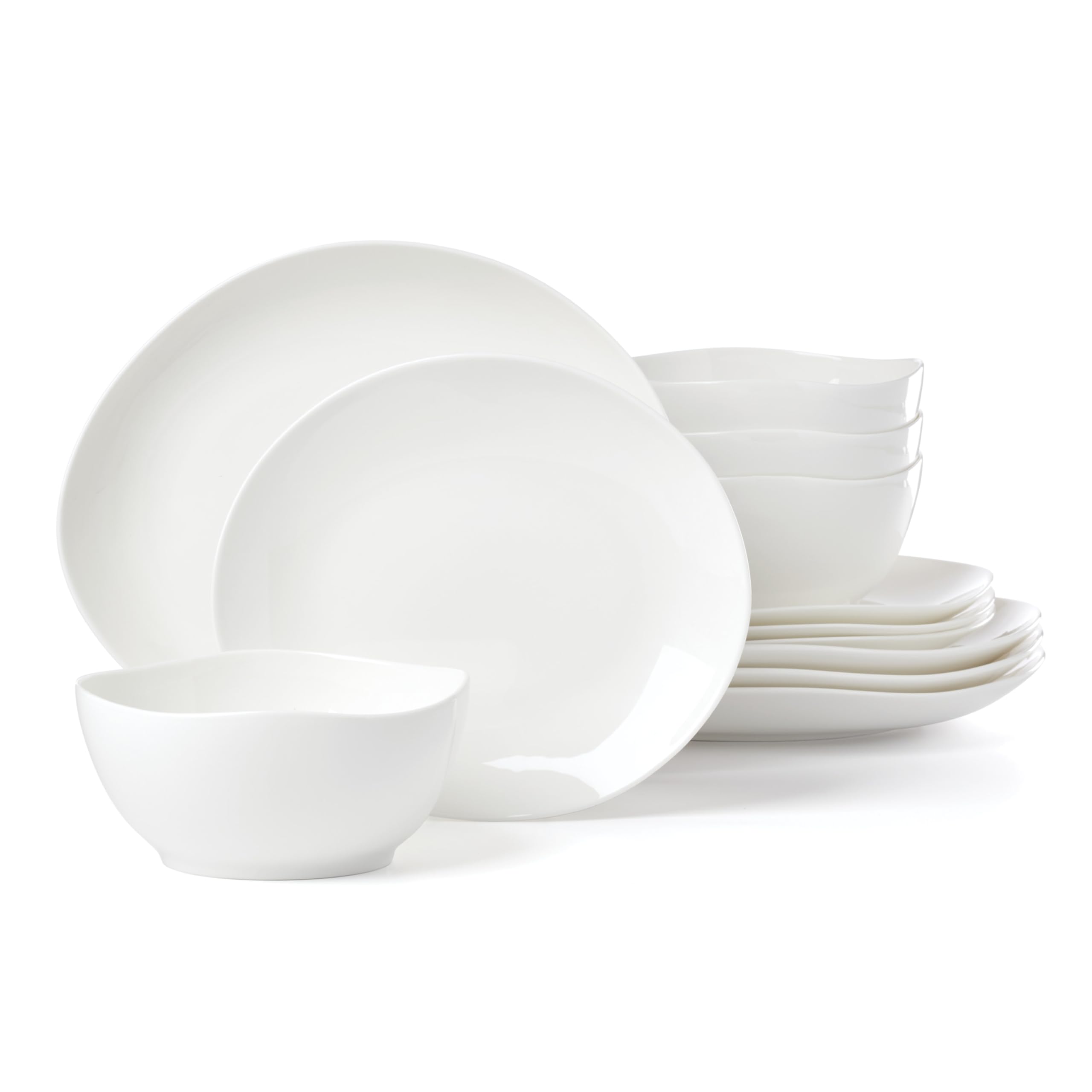 Lenox Dinnerware Set, Studio 1414 Curve 12-Piece Set, Service For 4, Bone China Material, Dishwasher & Microwave Safe, Home And 