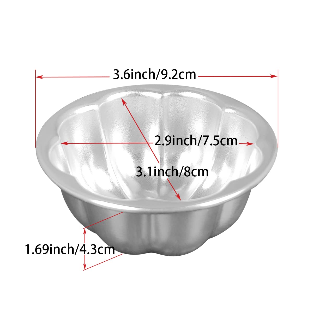 Weilan 6Pcs Egg Tart Molds Flower Shape Nonstick Pudding Pan Cupcake Muffin Cups,Aluminum Alloy Cake Tartlets Baking Tool (3.5 X