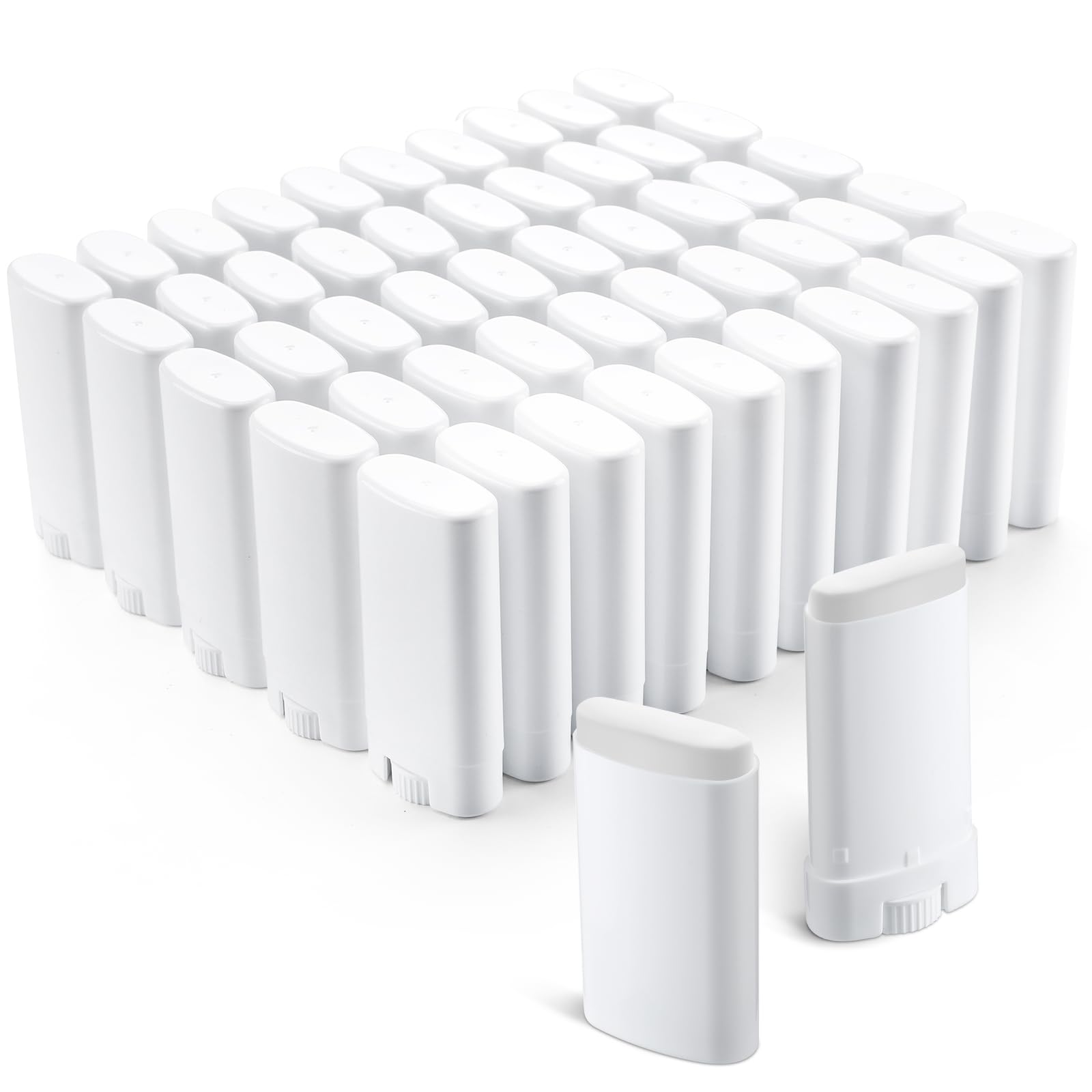 Wesiti 50 Pcs Plastic Empty Deodorant Containers 1/2 oz Travel Deodorant 15ml Refillable Containers Tubes Oval Lip Balm Tubes fo