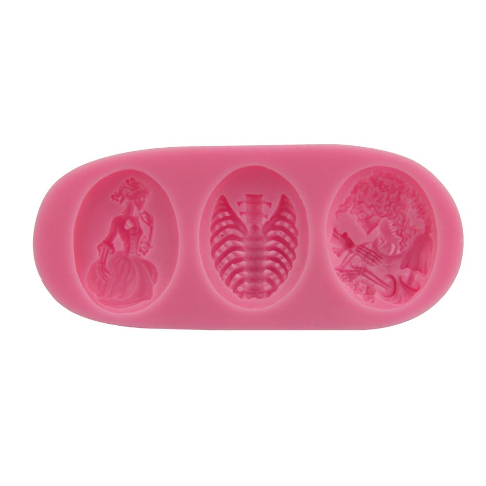 Lshcx Skeleton Skull Fondant Cake Mold Silicone Chocolate Candy Mould, 2 Pack