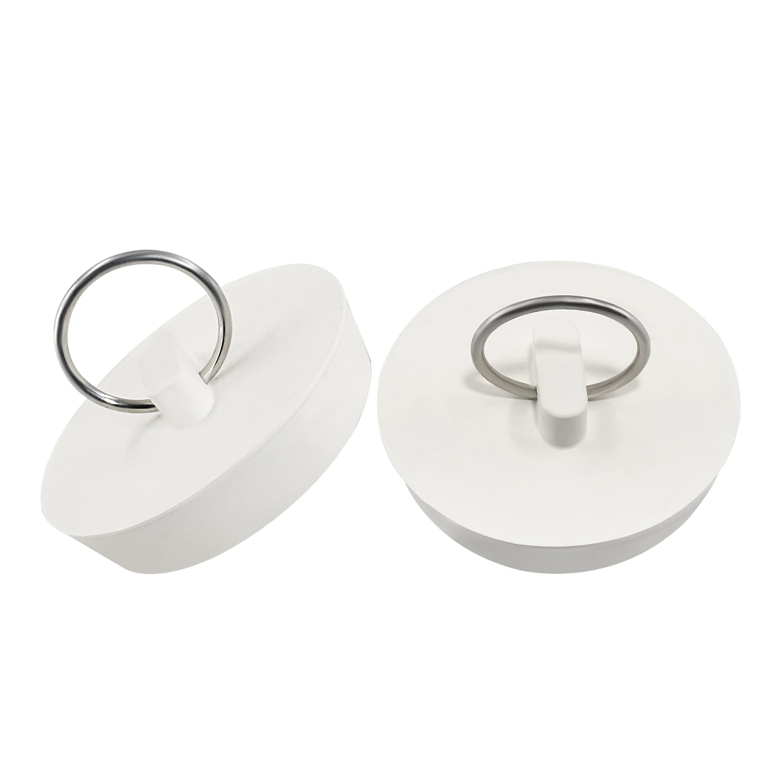 Lifcratms 2Pcs White Rubber Drain Stoppers, 1-3/4 Inch Rubber Sink Plug Sink Stopper Drain Plug With Hanging Ring For Kitchen La