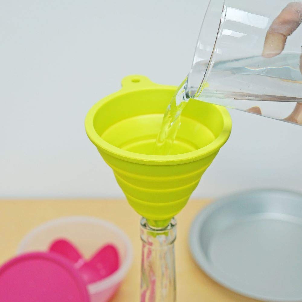 Silicone Collapsible Funnel Set 2 Both Wide & Narrow Tips - Perfect For Oil Bottles Canning Jars Liquid Transfer Water Bottle