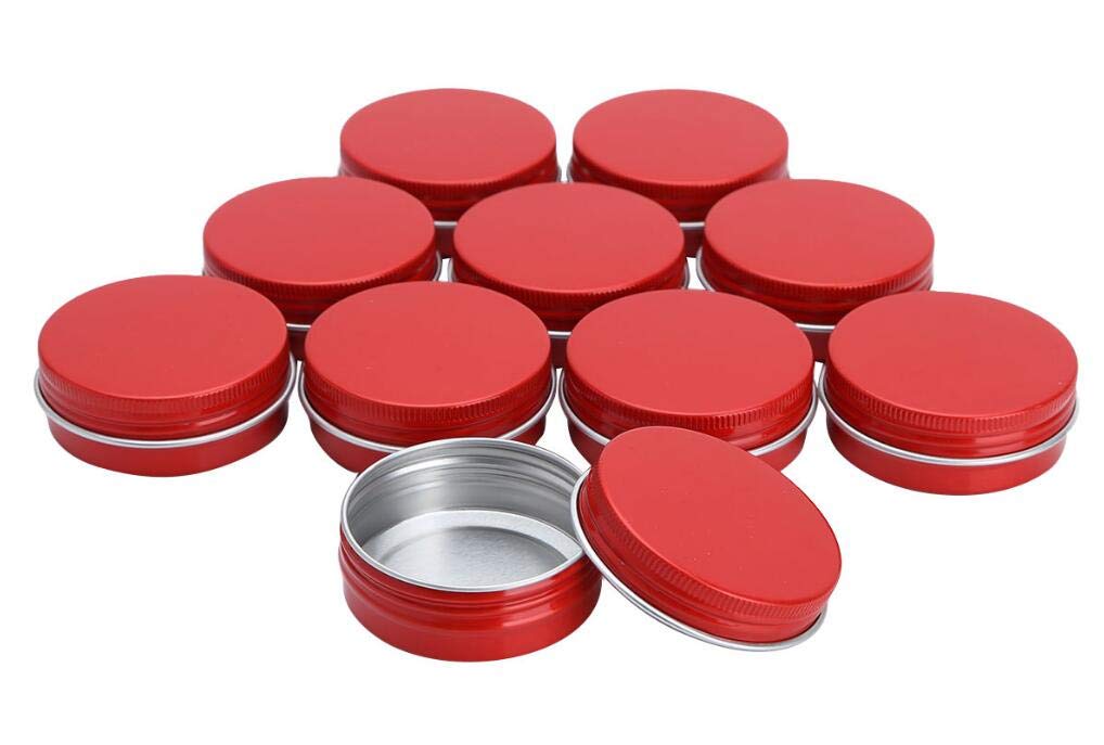 1 Oz/30Ml Red Aluminum Tin Jar With Screw Lid Metal Round Tins Aluminum Tin Cans Containers Metal Steel Tin Cosmetic Sample Cont