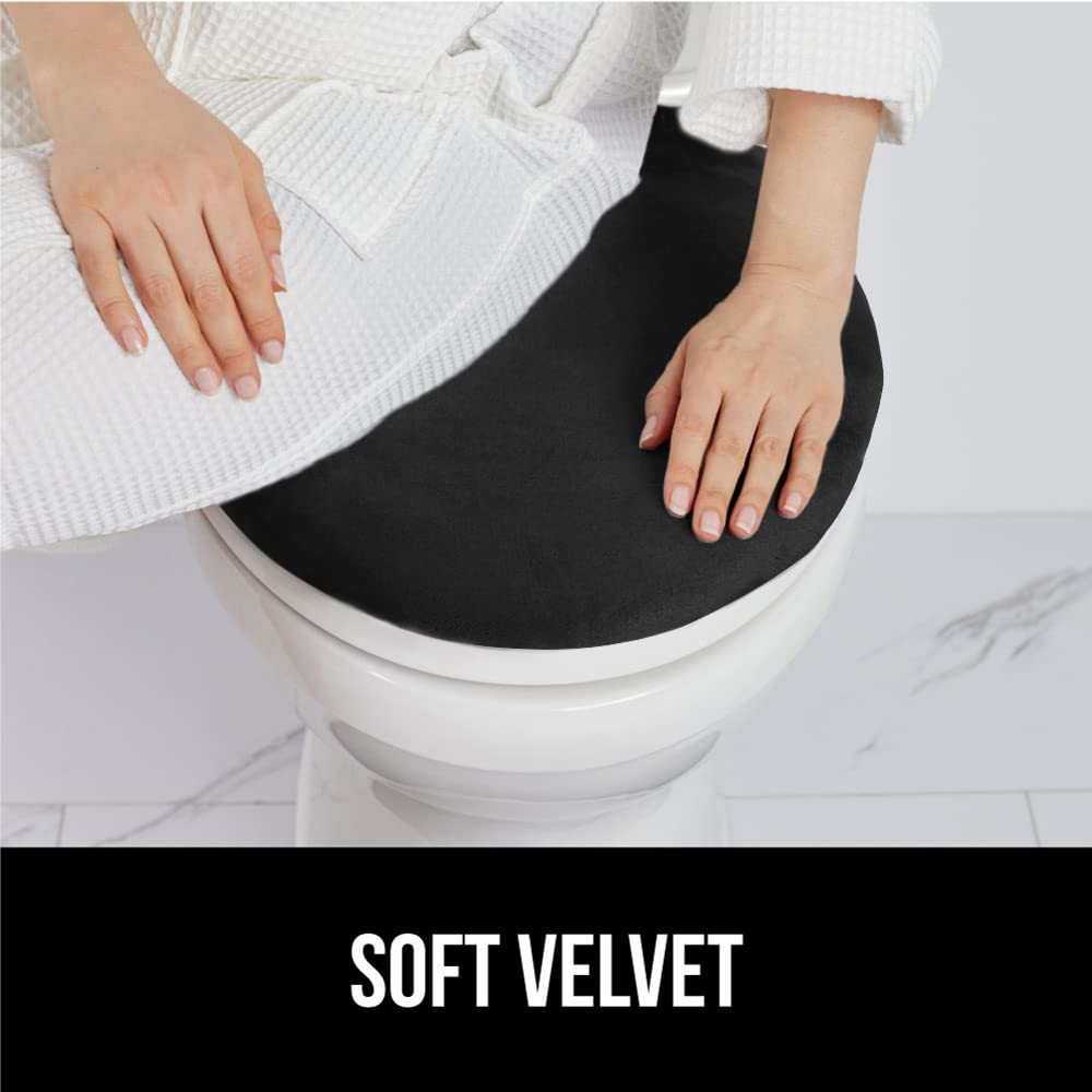 Gorilla Grip Thick Memory Foam Bathroom Toilet Lid Seat Cover, Soft Velvet Topside, Machine Wash, Plush Cushioned Covers Fits Mo