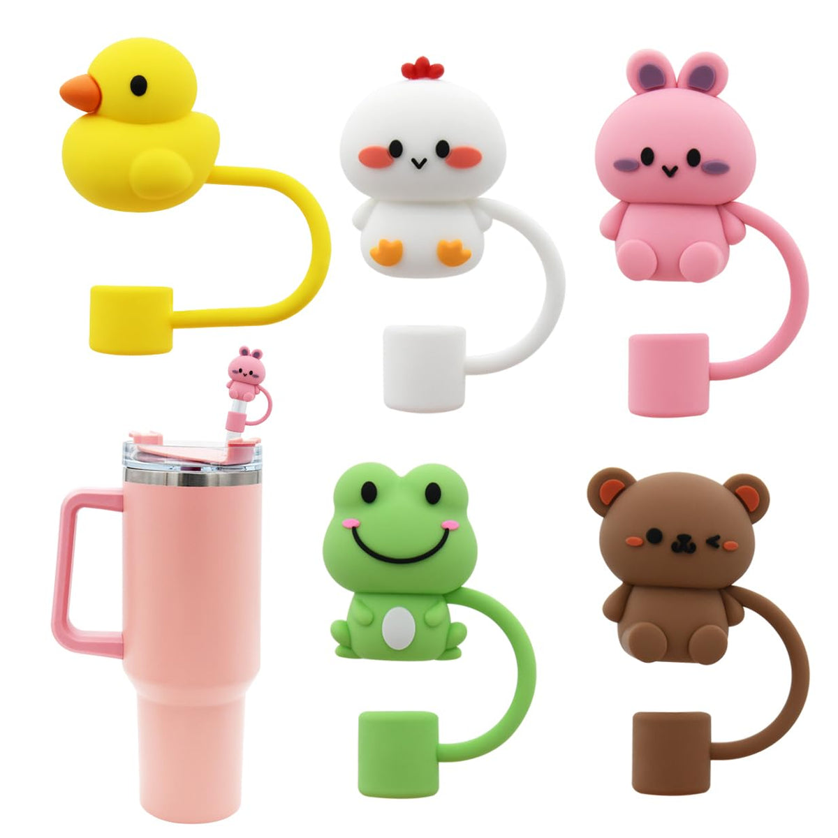 Straw Cover Cap For Stanley Cup,Silicone Straw Topper Compatible With 30&40 Oz Tumbler With Handle,10Mm 0.4In Dust-Proof Reusabl