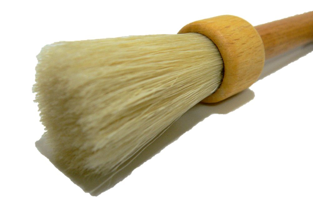 VALENTINO GAREMI Coffee Machine Brush – Espresso & Cappuccino Tool – Wood & Boar Bristles – 7.5 Inches – Beige