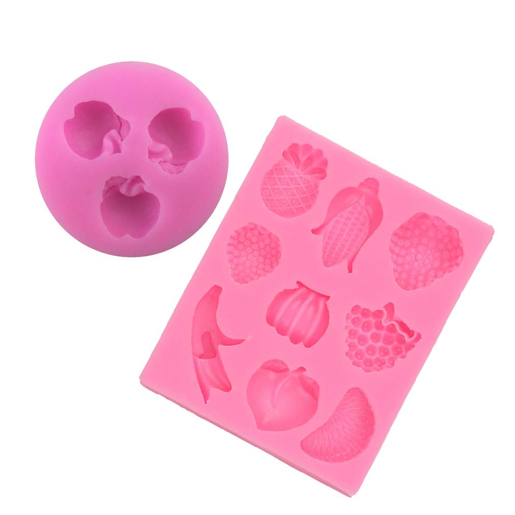 Tone Fun 2 Pcs Mini Apple Plant Fruit Shape Banana Grape Strawberry Peach Orange Corn For Diy Cake Fondant Baking Homemade Cupca
