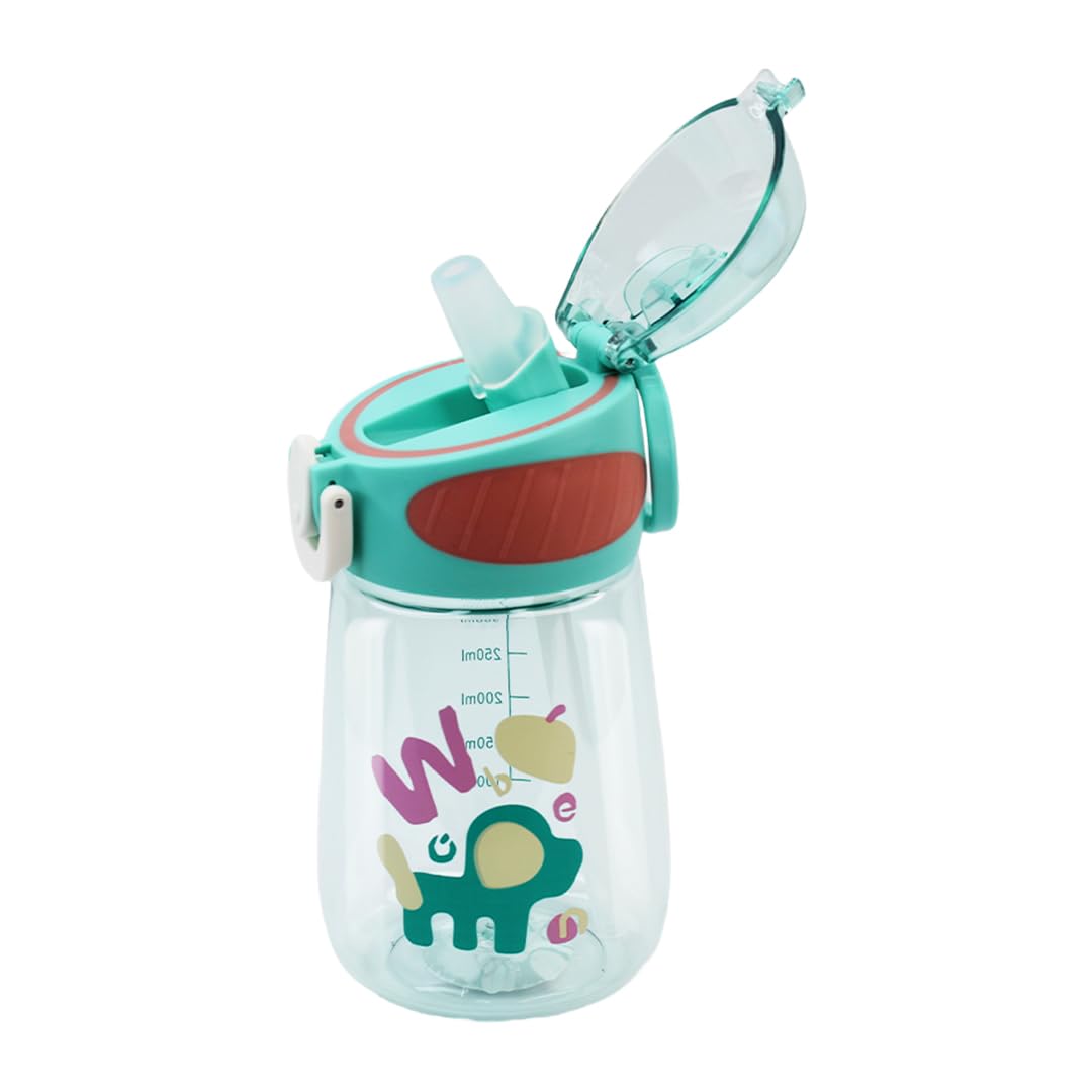 Attro Sippy Kids 400Ml Plastic Water Bottle With Fliptop Lid & Straw Kids Bottle Ml Mention For Daily Water Intake Bpa Free, Lea