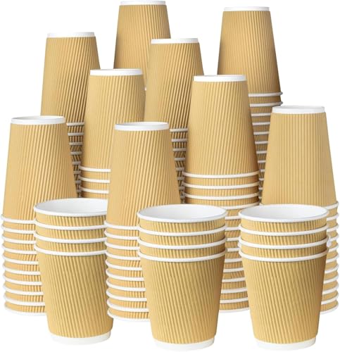 Swastha Hygiene Disposable Ripple Paper Cup For Hot Coffee/Drinks For Party (200 Ml, Brown) Pack Of 50