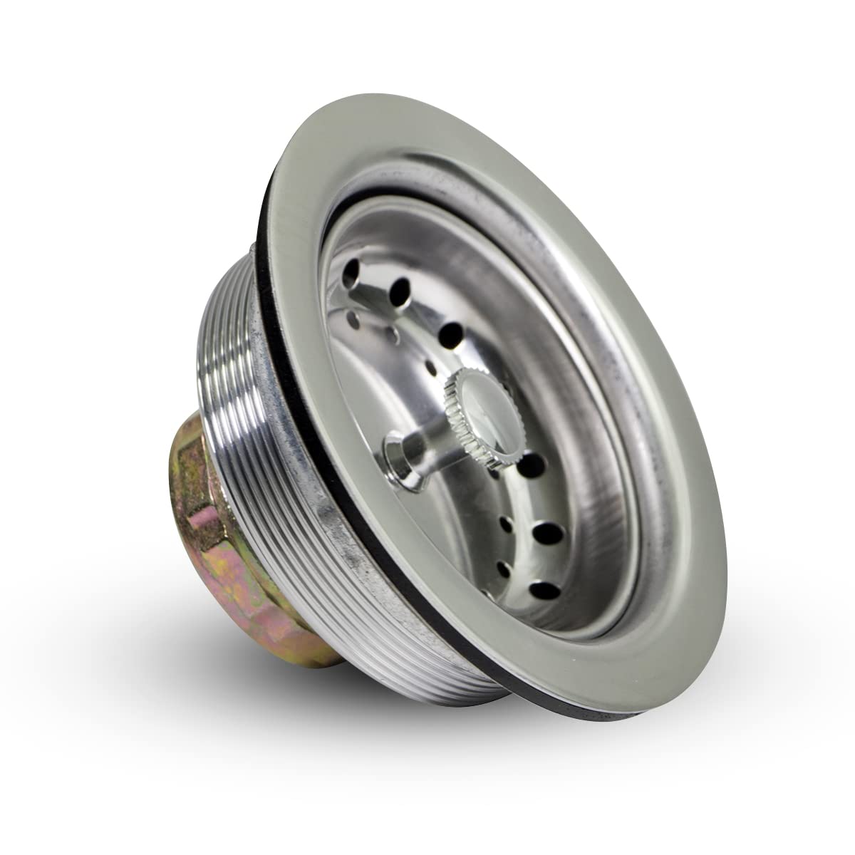 Highcraft 7511 Kitchen Sink (3-1/2'' Inch) Stainless Steel Drain Assembly With Strainer Basket-And Rubber Stopper, 3.5