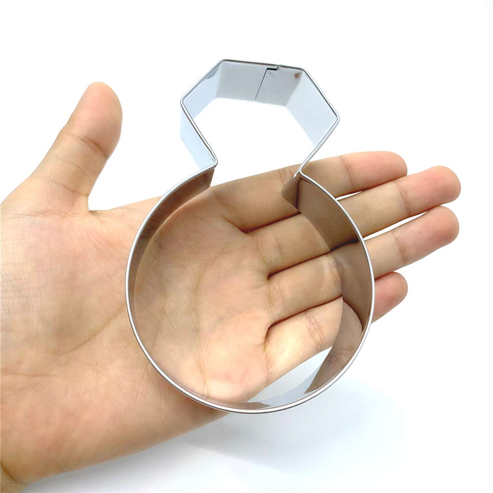 Liliao Diamond Ring Cookie Cutter For Wedding/Engagement - 2.8 X 4 Inches - Stainless Steel