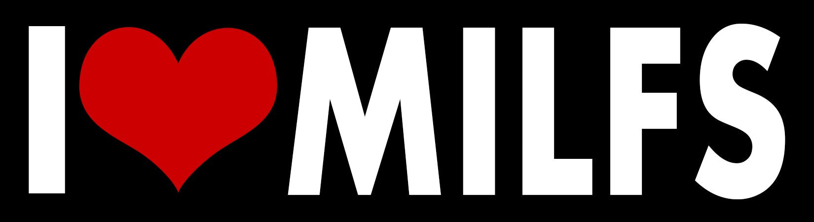 Milfs I Love Sticker Heart Videos Mom Decal Vinyl Bumper Decor Car Graphic Wall Locker Notebook Laptop (2.5''X11'', Black)