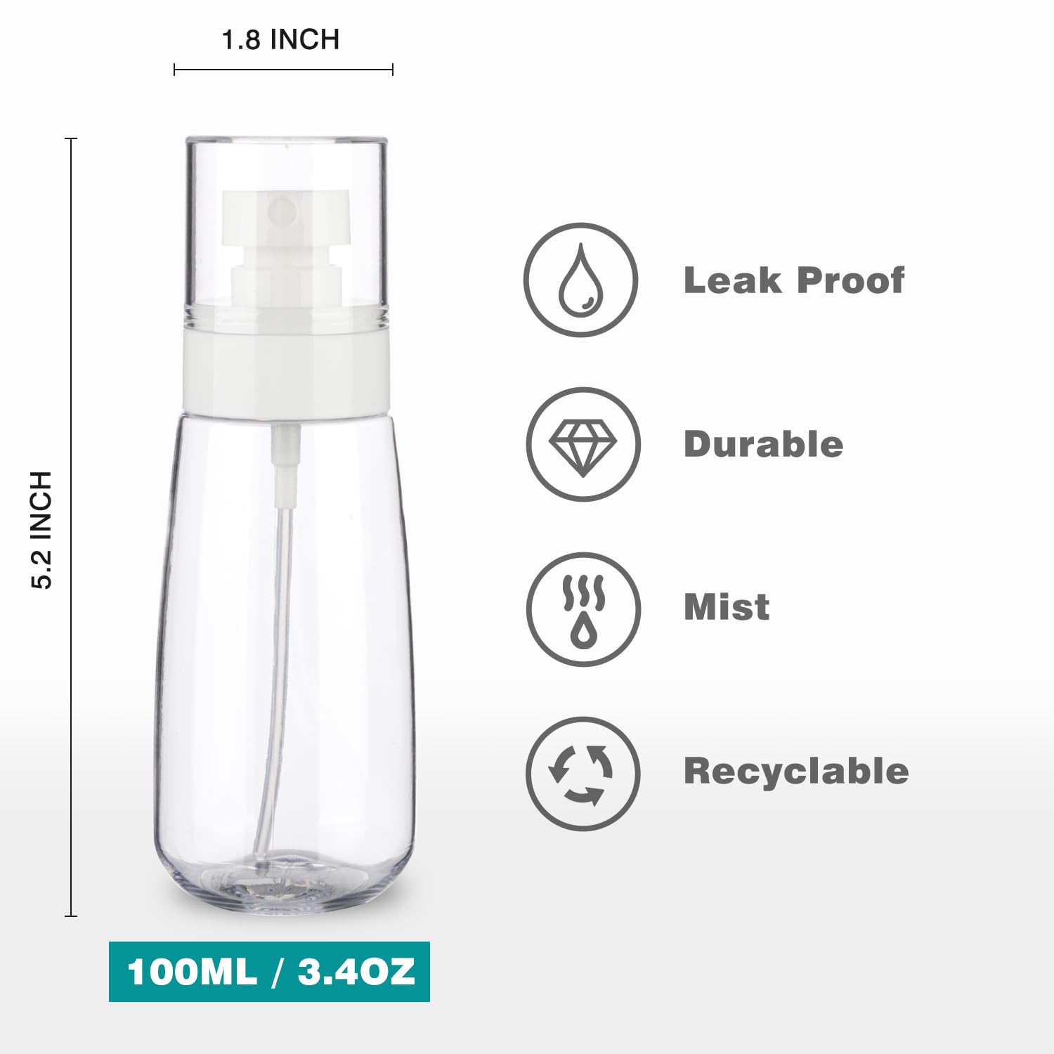 Givitasot 3Pack Small Spray Bottle, 3.4Oz Travel Spray Bottles, Empty Spray Bottles, Refillable Plastic Spray Bottles (Clear+Gre