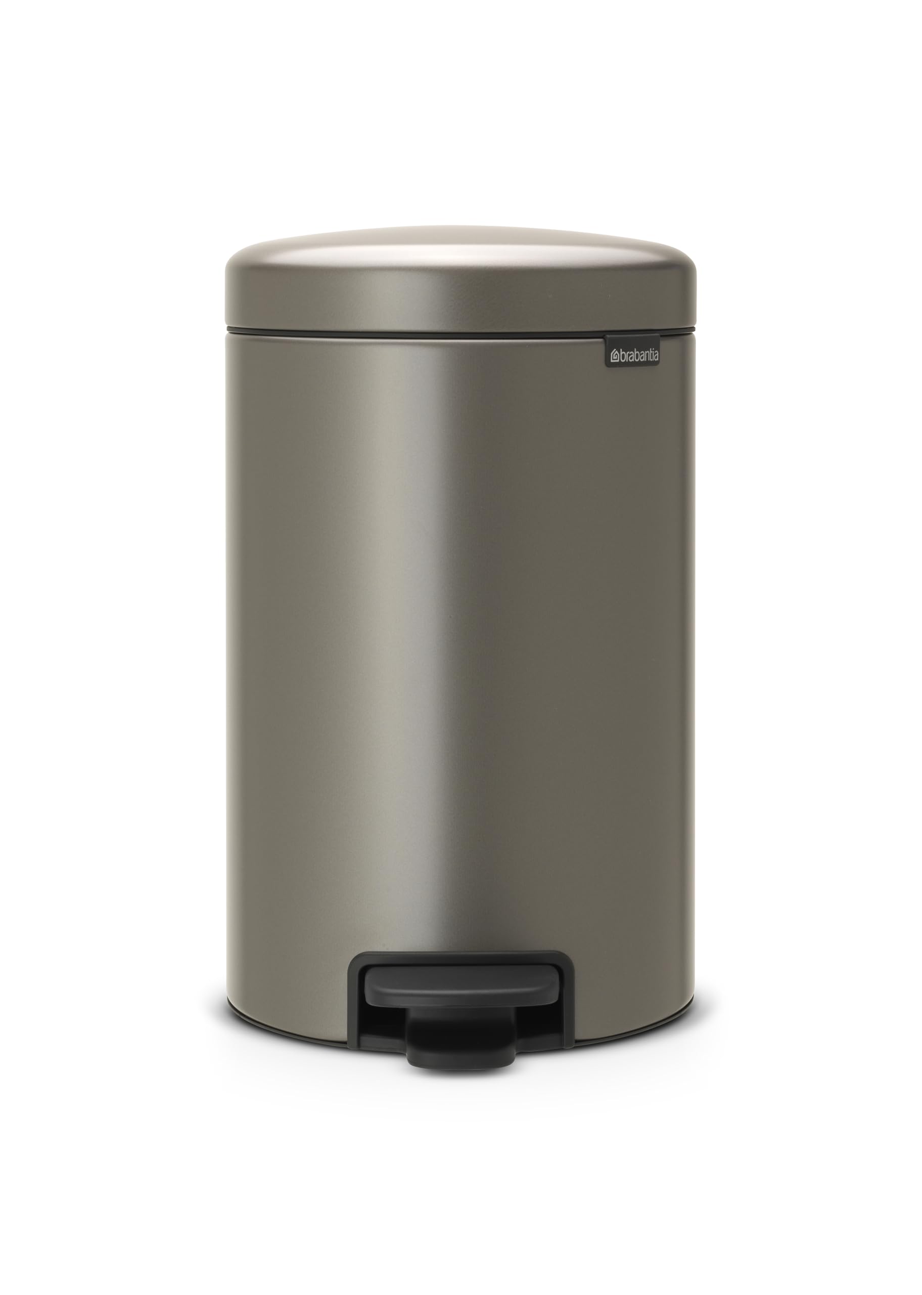 Brabantia New Icon Step Trash Can (3.2 Gal/Platinum) Soft Closing Kitchen Garbage/Recycling Can with Removable Bucket