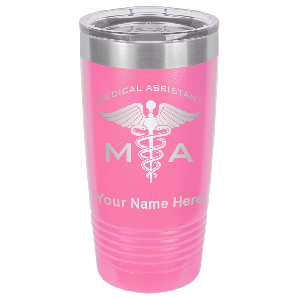 Lasergram 20Oz Vacuum Insulated Tumbler Mug, Ma Medical Assistant, Personalized Engraving Included (Pink)