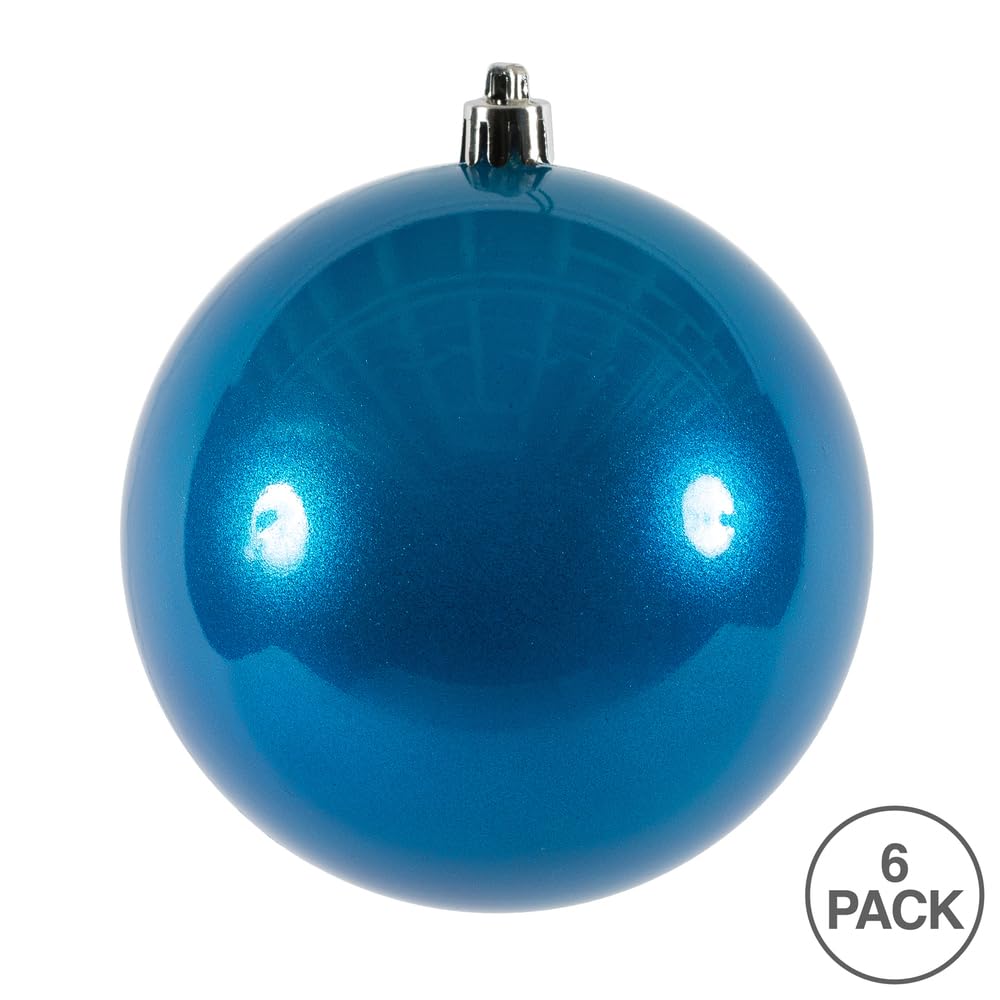 Vickerman 4 Blue Candy Ball Ornament, 6 per Bag