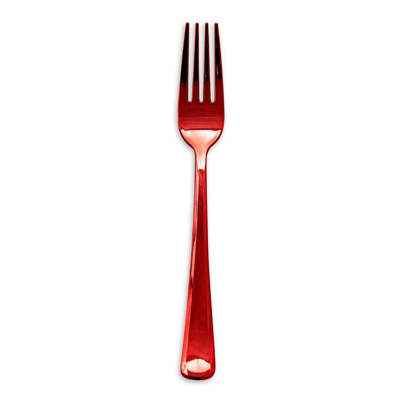 Kaya Shiny Metallic Red Plastic Disposable Forks (24 Count) - Sturdy & Elegant Cutlery, Perfect For Parties, Catering & Special