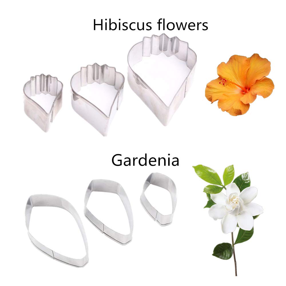 23Pcs Stainless Steel Gum Paste Flower Cutter Set Sugar Cookie Cutter Mold Fondant Flower Making Tool For Wedding,Birthday Cake