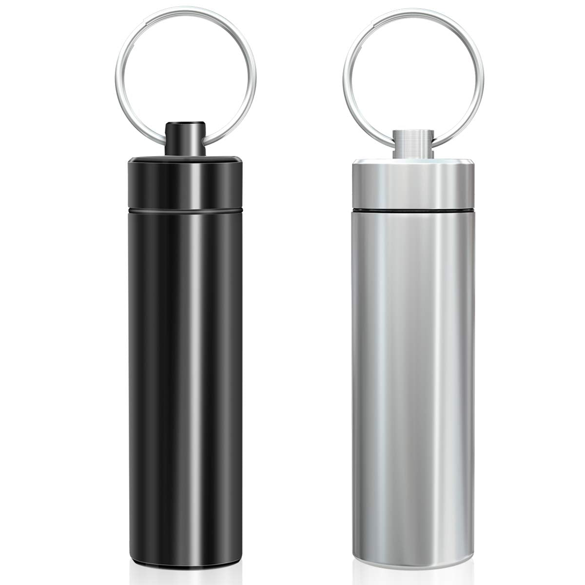 Minisland Large Portable Metal Aluminum Toothpick Holders Keychain Pocket Outdoor Travel Small Q-Tips Pill Containers Waterproof