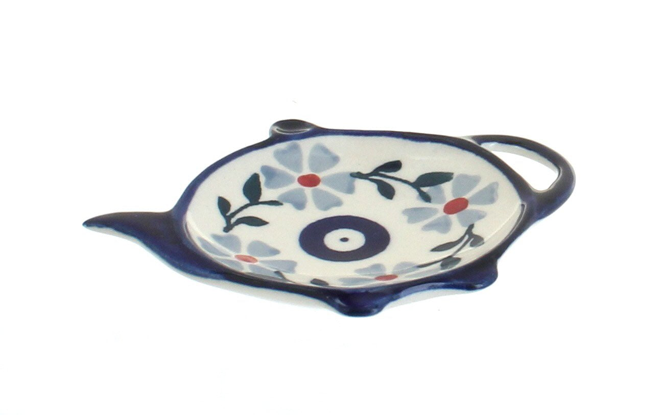 Blue Rose Polish Pottery Blue Violet Teabag Holder