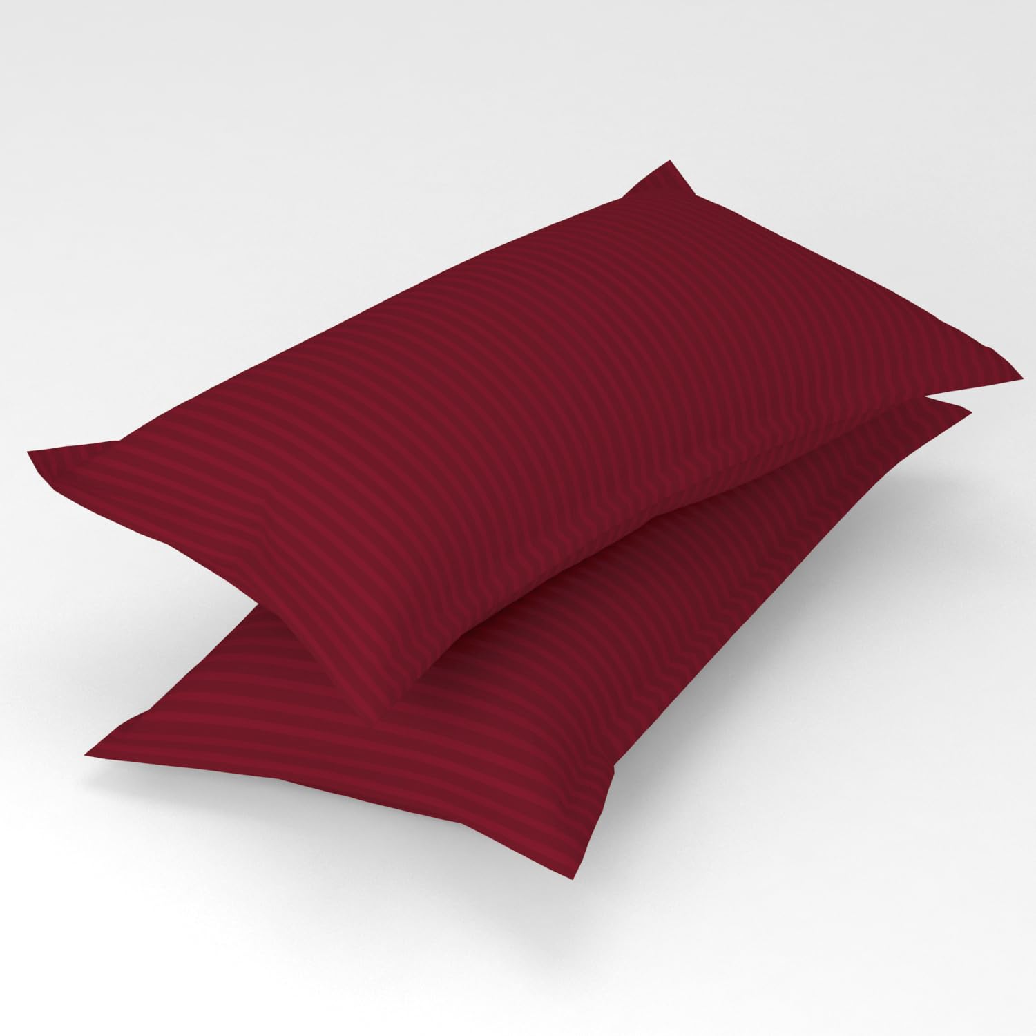 Homefab India 2 Piece Satin Stripe Glace Cotton Pillow Covers - Maroon