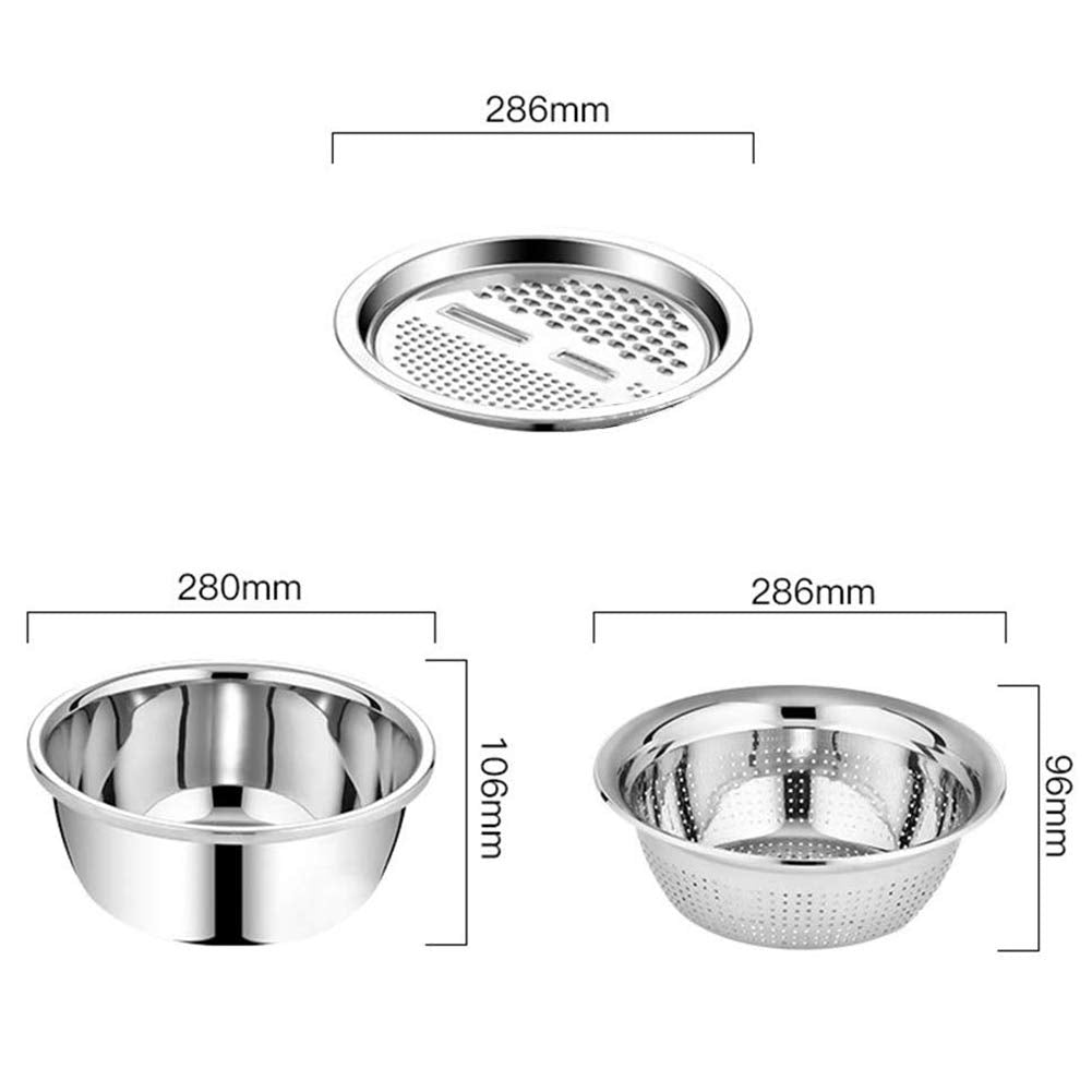 Stainless Steel Kitchen Basin Drain Basket Colander Set 3 In 1 Multifunctional Fruit Vegetable Julienne Grater Strainer Fine Mes