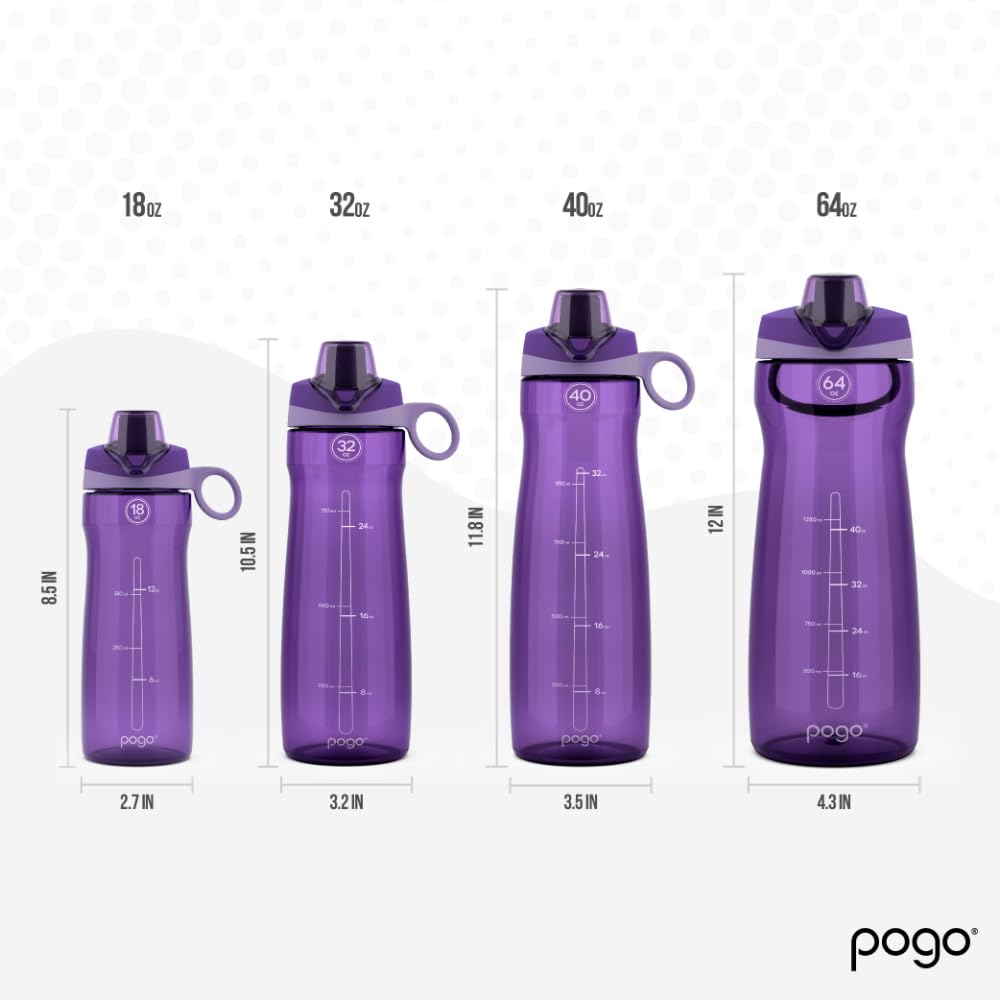 Pogo BPA-Free Tritan Plastic Water Bottle with Chug Lid  40 Oz  Purple