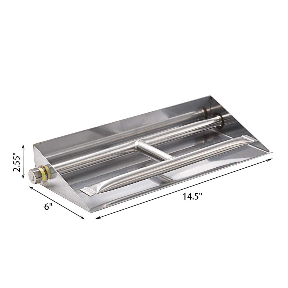 Skyflame 18-Inch Fireplace Log Grate With Dual Burner Pan And Connection Kit For Natural Gas, 304 Stainless Steel