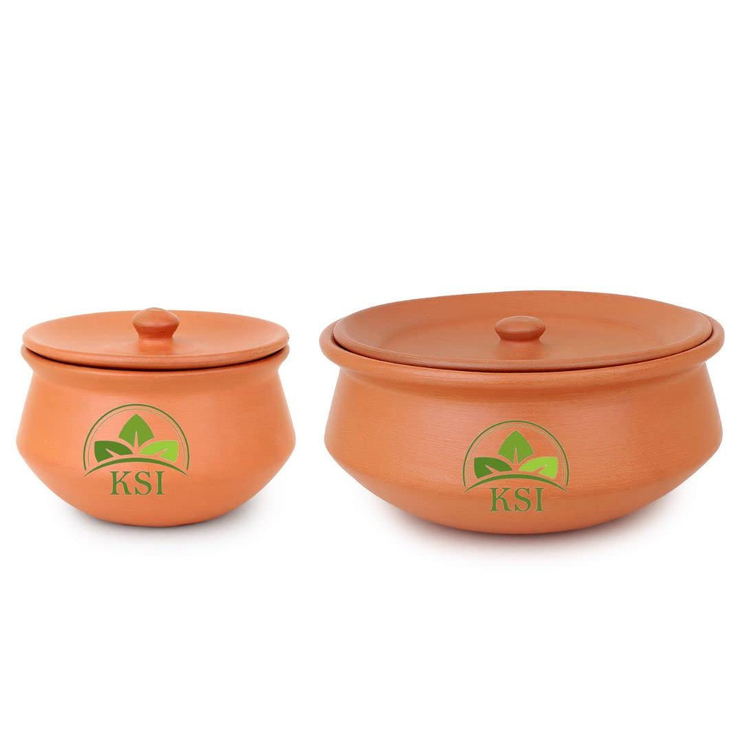 Ksi Unglazed Mud Clay Pot For Thick Curd Making | Self-Cooling Raw Clay Handi | Natural Dahi Preserving Pot | Traditional Indian