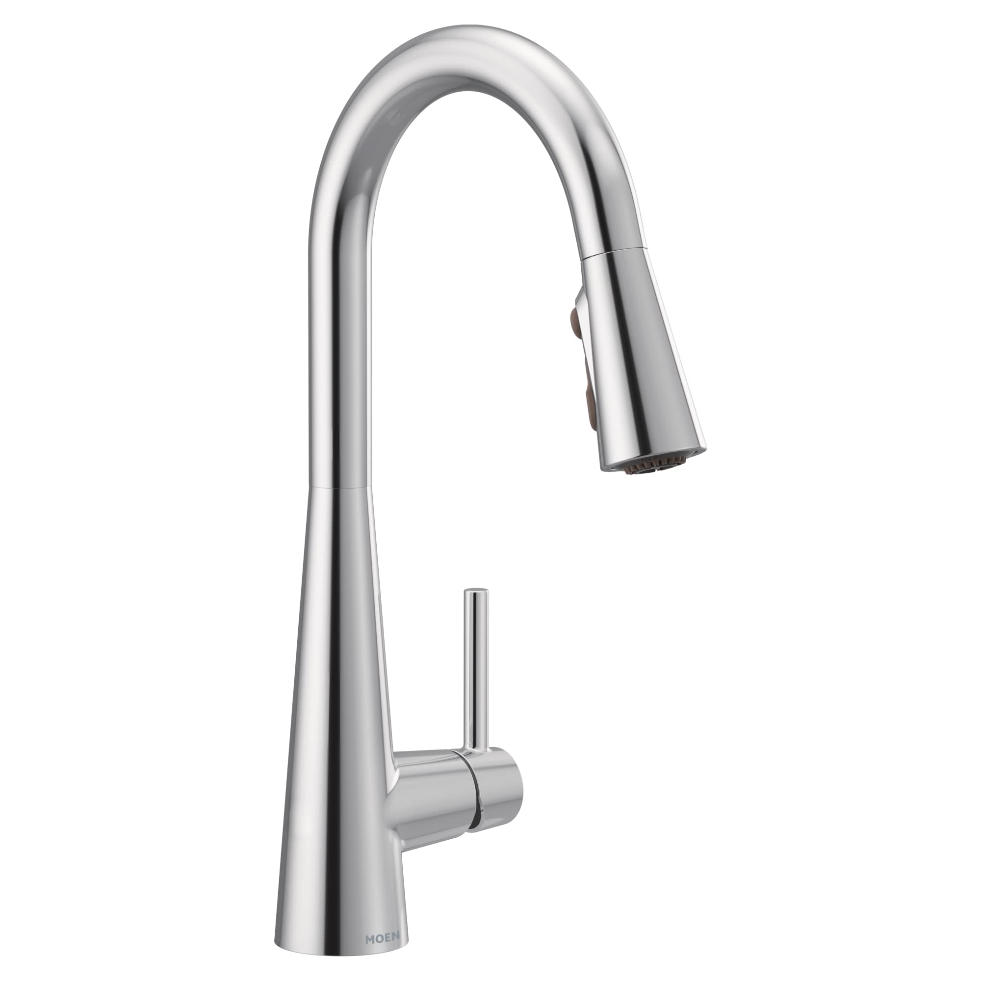 Moen Sleek Chrome One-Handle High Arc Pulldown Kitchen Faucet Featuring Power Boost, Modern Kitchen Sink Faucet With Pull Down S