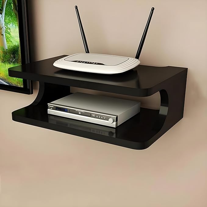Firebees Wall Mounted Set Top Box Stand For Tv | Wifi Router Stand, Modem Holder, Tv Setup Box Stand Wall Mount | Remote & Proje