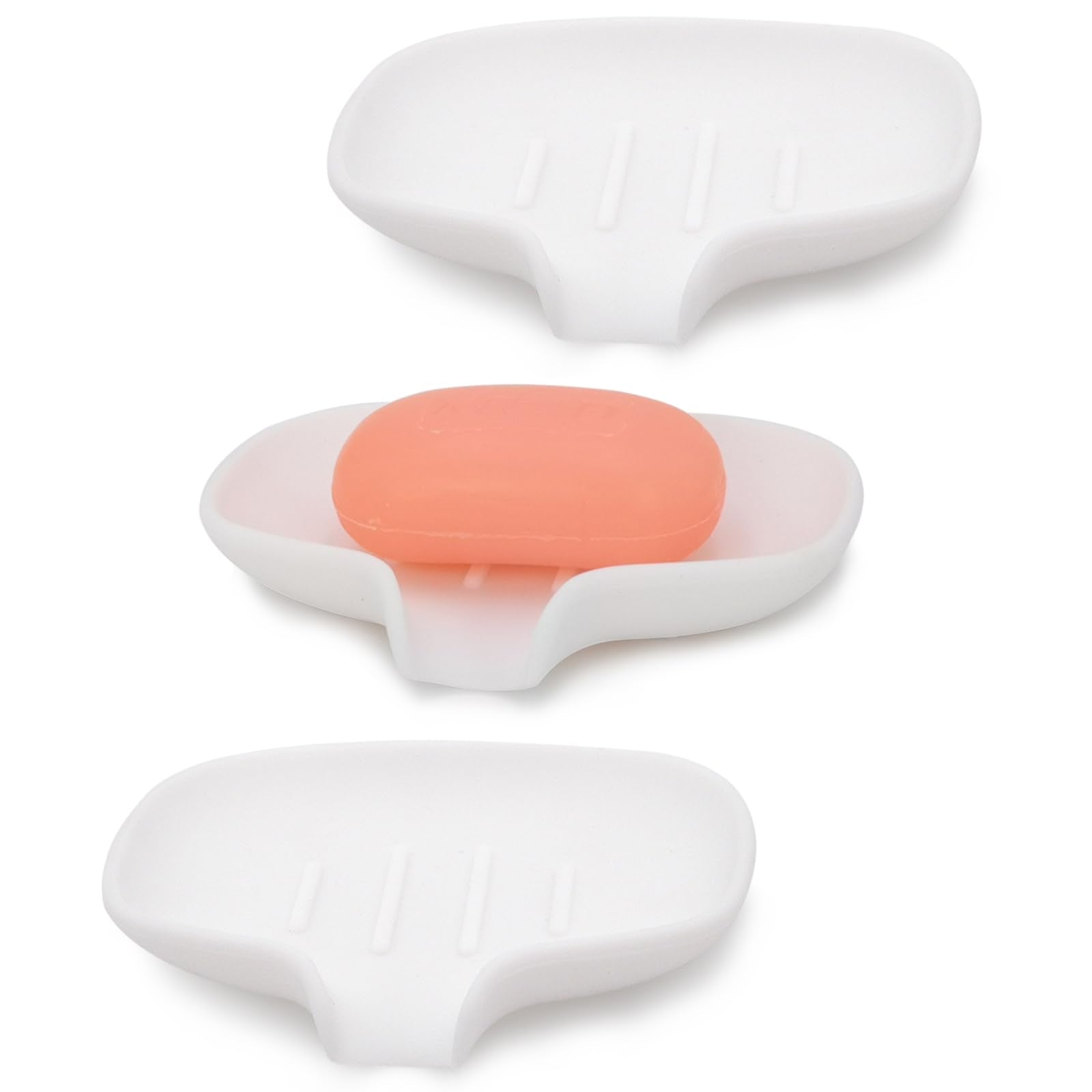 3 Pack Soap Bar Holder, Aimaiaimai Self Draining Soap Dish, Quick Drainage, Soap Dishes For Bathroom, Shower, Silicone Soap Tray