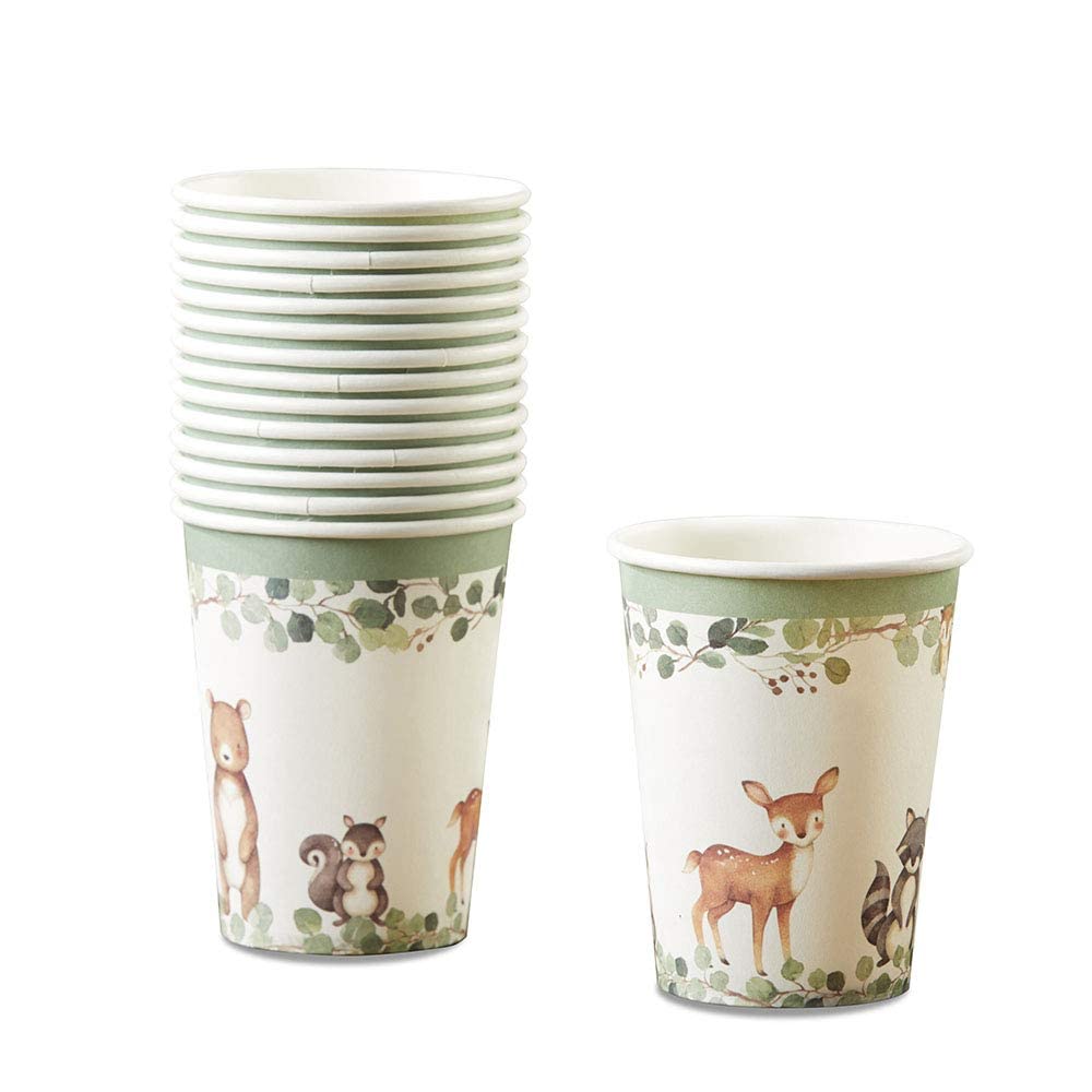Kate Aspen Woodland Baby Shower, One Size (Pack Of 16), 8 Oz. Paper Cups (Set Of 16)