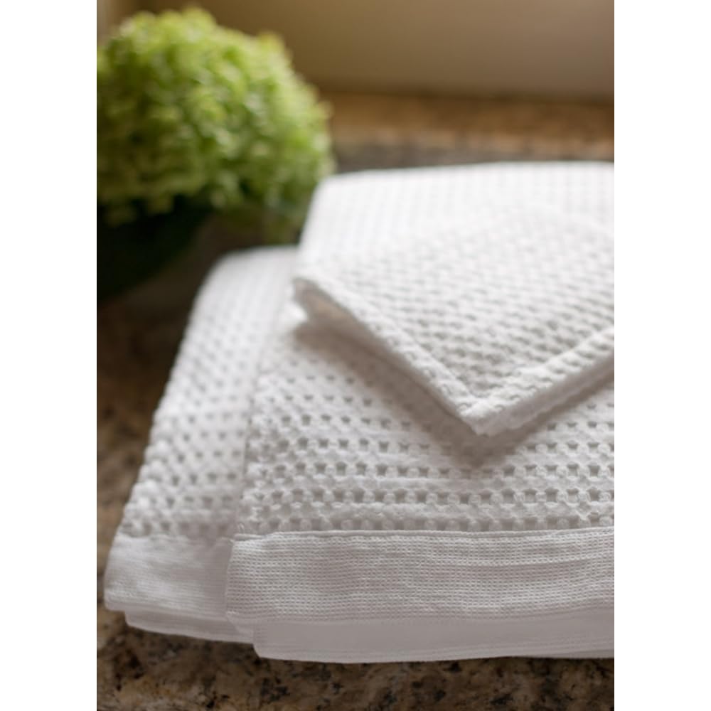 Gilden Tree Waffle Towel Quick Dry Thin Exfoliating 4 Pack Washcloths For Face Body, Modern Style (White)