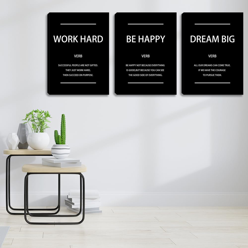 Motivational Affirmation Wall Art Inspirational Poster Prints Encourage Office Wall Decor Art Prints Black Pictures Painting Str