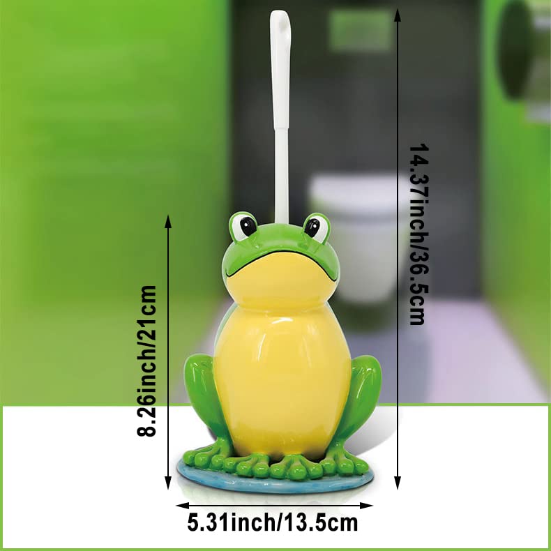 Toilet Brush With Ventilated Drying Holder,Flexible Toilet Bowl Brush Head With Silicone Bristles,Frog Shaped Toilet Brush, Comp