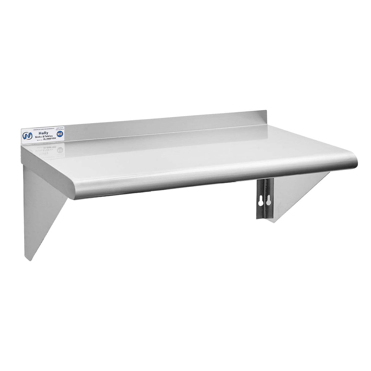 Hally Stainless Steel Shelf 12 X 24 Inches 230 Lb, Nsf Commercial Wall Mount Floating Shelving For Restaurant, Kitchen, Home And