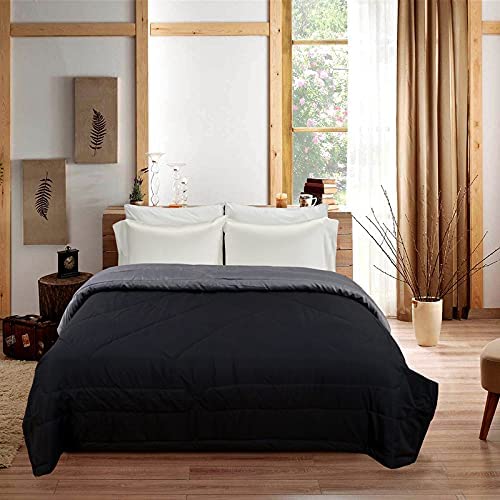 Linenovation Classic All Season 5 Star Hotel Microfiber Duvet/Ac Comforter/Quilt  Black Grey Single Size 60 Inch X 90 Inc
