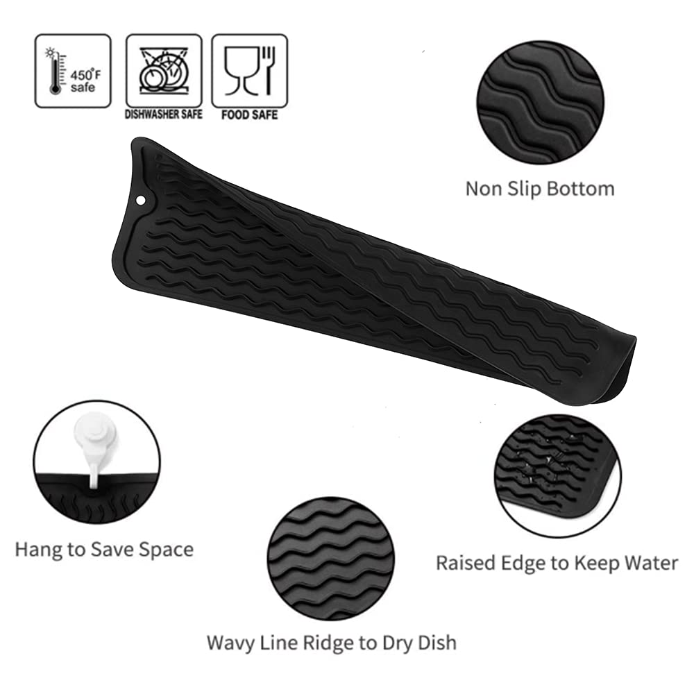 MicoYang Silicone Dish Drying Mat for Multiple Usage,Easy clean,Eco-friendly,Heat-resistant Silicone Mat for Kitchen Counter,Sin