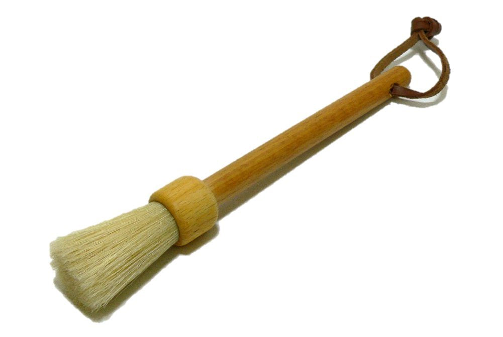 VALENTINO GAREMI Coffee Machine Brush – Espresso & Cappuccino Tool – Wood & Boar Bristles – 7.5 Inches – Beige