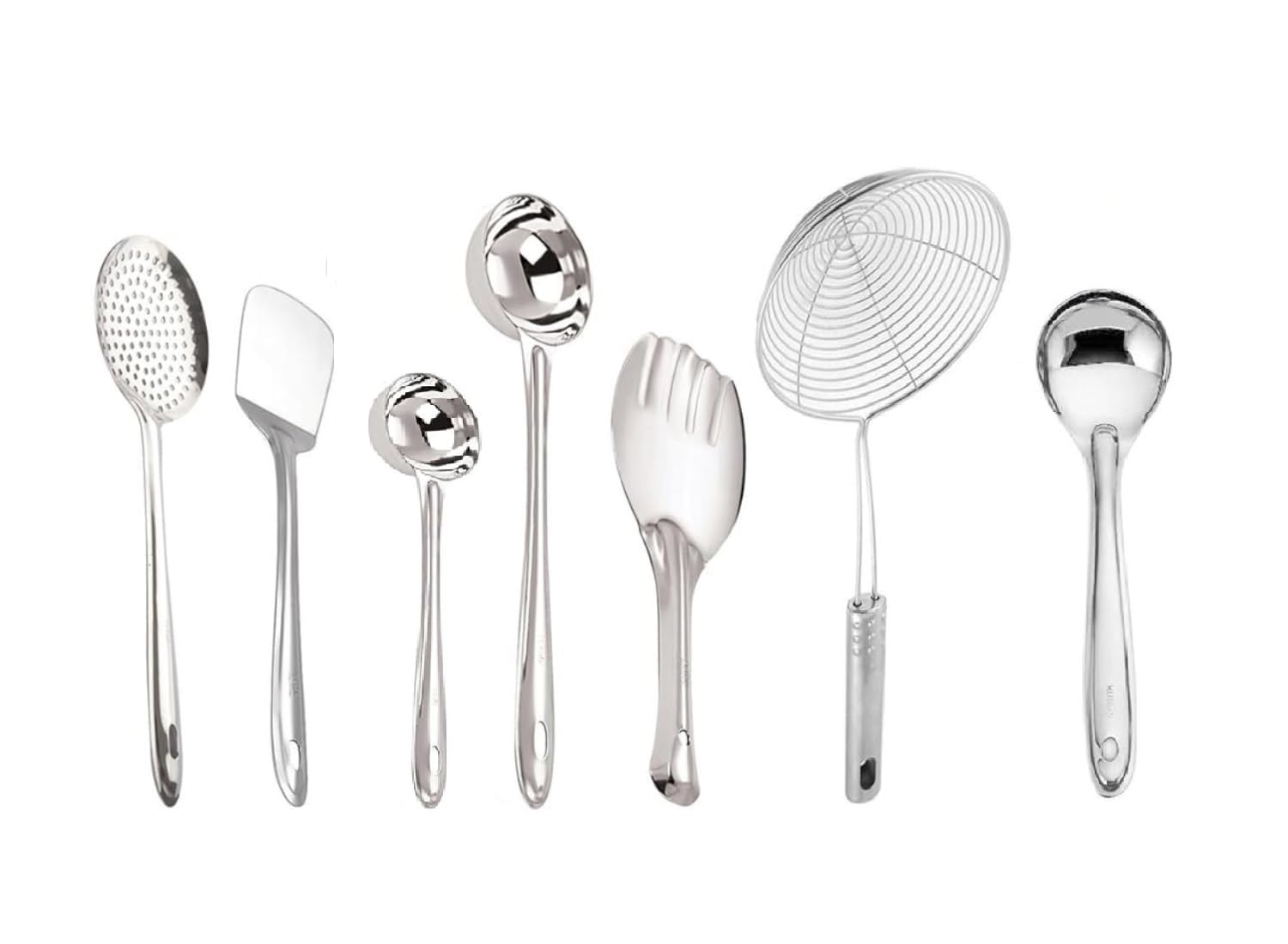 Eagean Stainless Steel Cooking And Serving Spoon Spatula, Set Of 7