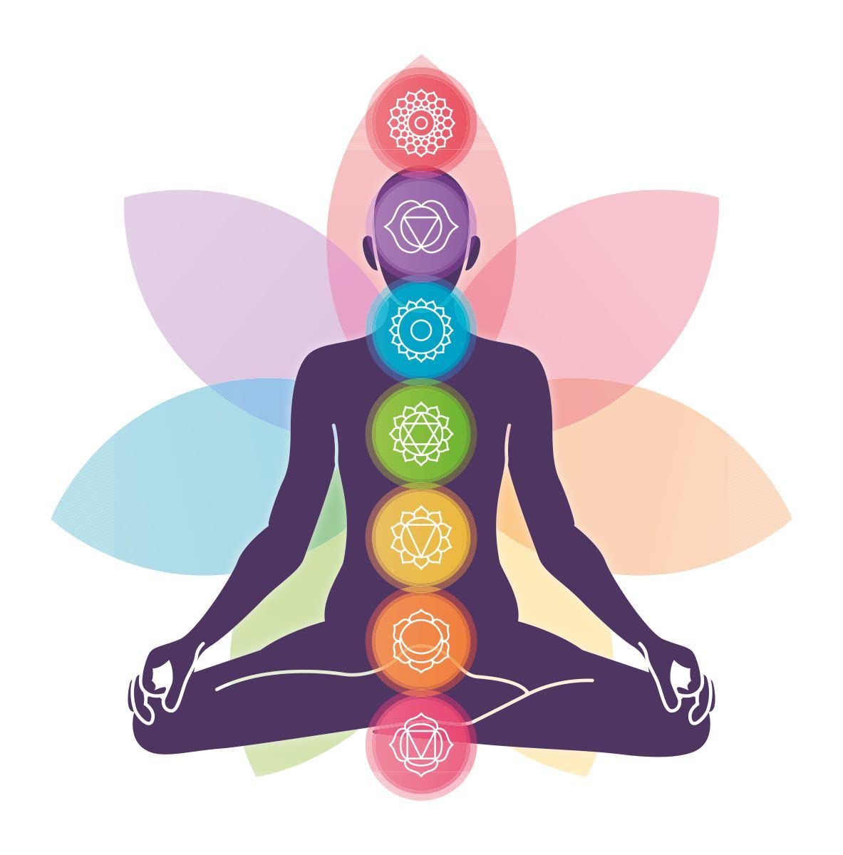 DECOR KRAFT PVC Vinyl Chakras Energy Wall Sticker Set | Self Adhesive | Spiritual Gift for Yogis | Meditation Wall Decal Sticker