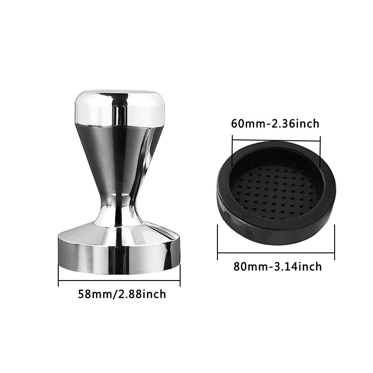 Coffee Tamper Espresso Coffee Press Hand Tamper 58Mm With Silicone Tamper Mat